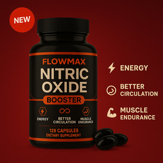 FlowMax Nitric Oxide Booster – Blood Flow Support, Heart Health & Energy Enhancer – 120 Capsules
